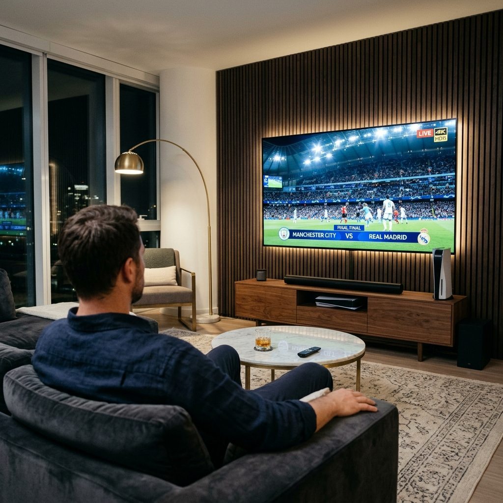 Necroiptv ultra-fast zapping interface on 4K living room television